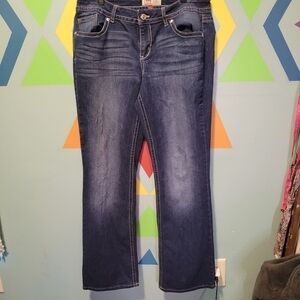 L.e.i Bridget Blue Colored Curvy Bootcut StyleJeans Size Juniors 13 Women 10-12